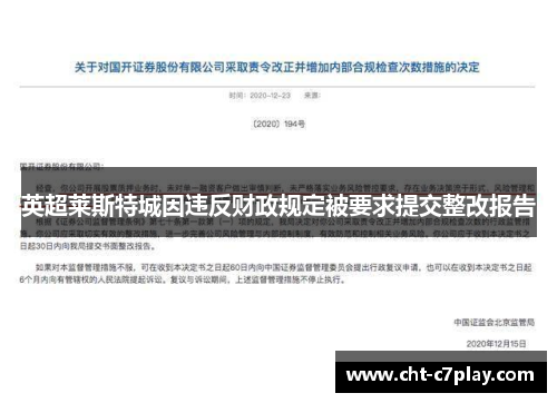 英超莱斯特城因违反财政规定被要求提交整改报告